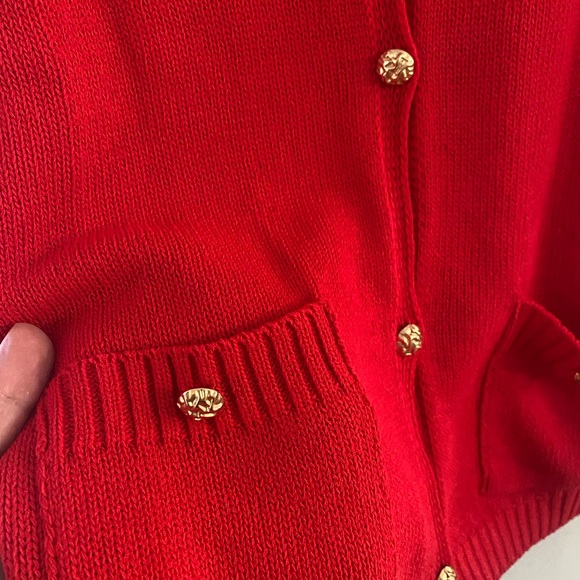 Zara Red Cardigan with Gold Buttons - Picture 3 of 3